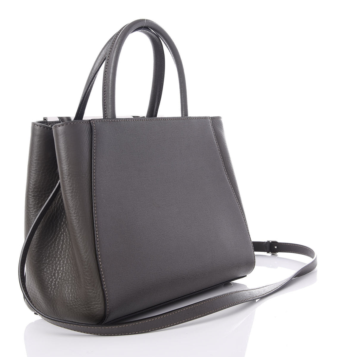Fendi Vitello Elite Petite 2Jours Tote Asphalt 2 of 8