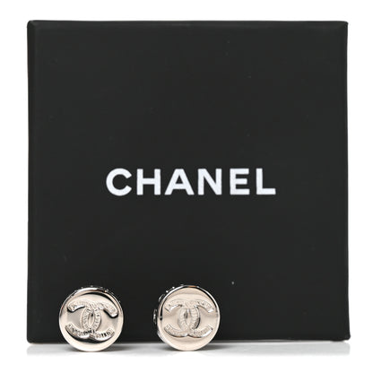 Chanel Metal Round CC Earrings Silver 5 of 5