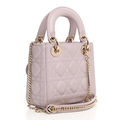 Christian Dior Metallic Lambskin Cannage Mini Lady Dior Lotus 5 of 21
