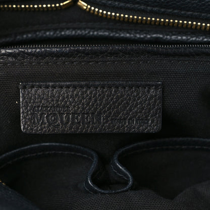 Alexander McQueen Pebbled Calfskin Small Skull Padlock Zip Around Tote Black 6 of 10
