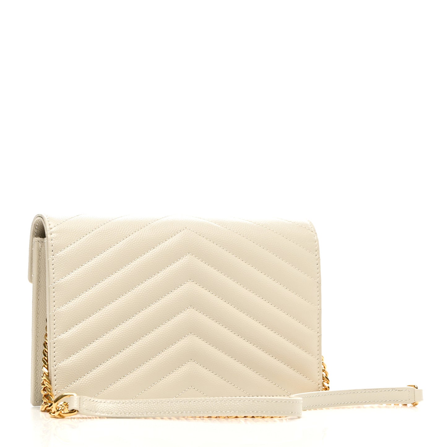 Grain De Poudre Matelasse Chevron Monogram Envelope Chain Wallet Crema Soft