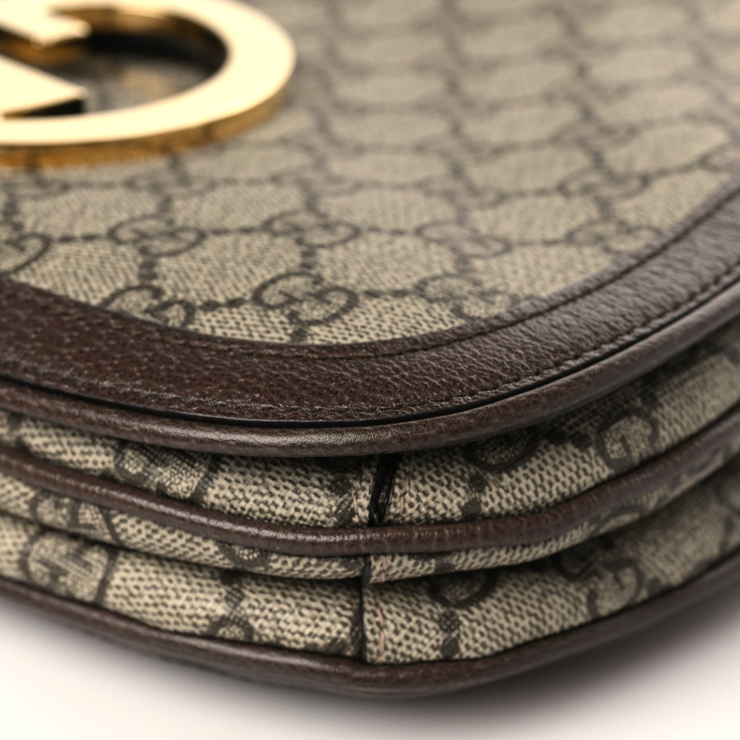 Gucci GG Supreme Monogram Textured Dollar Calfskin Web Medium Blondie Shoulder Flap Bag Beige Ebony New Acero 9 of 9
