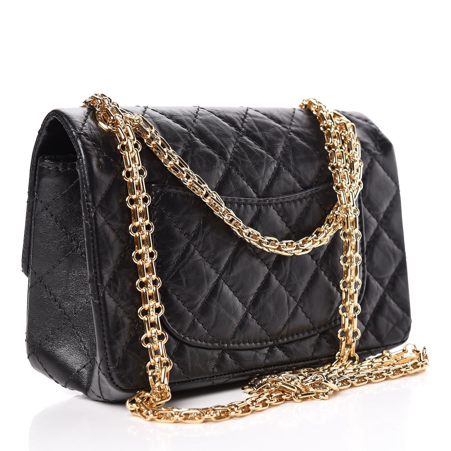 Aged Calfskin Quilted 2.55 Reissue Mini Flap Black