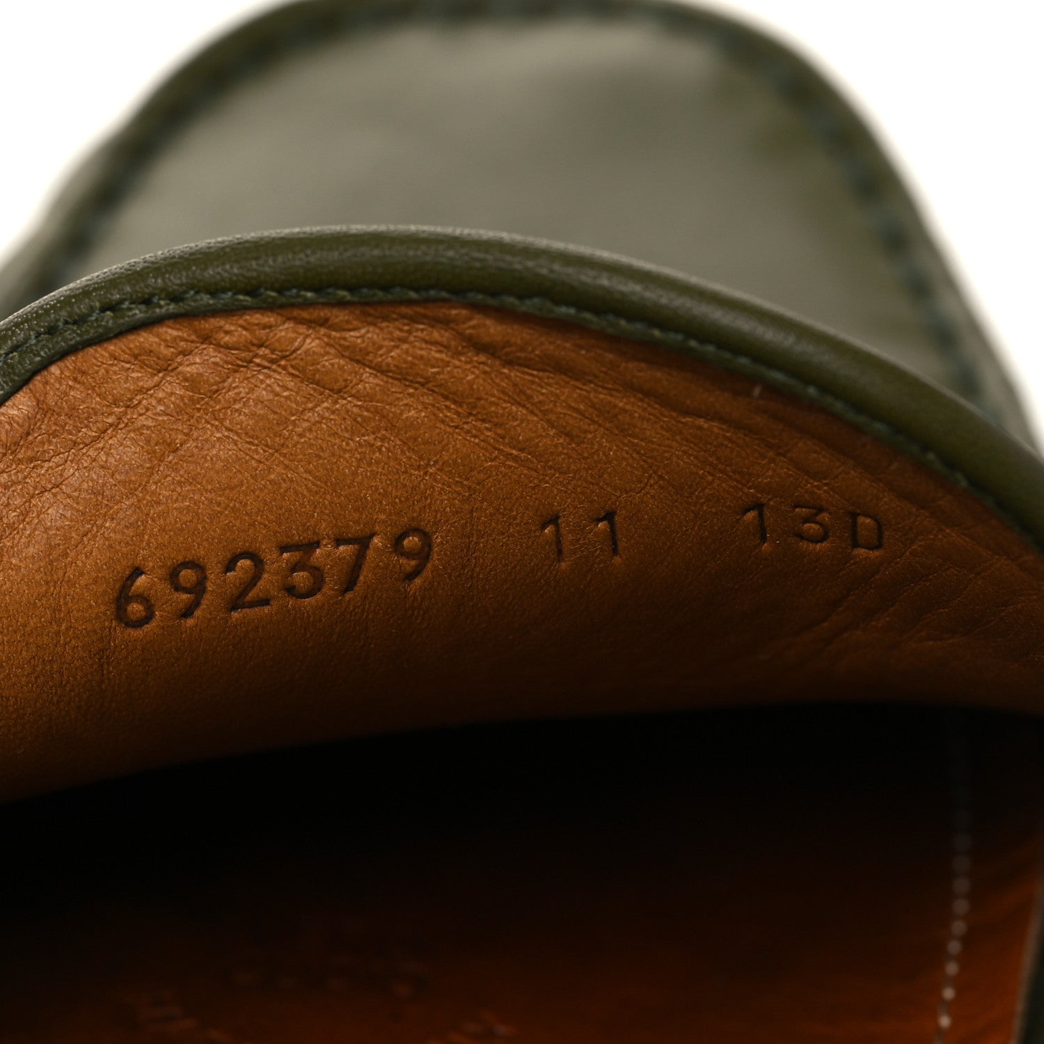 Gucci Soft Clove Calfskin Monochrome Mens Interlocking G Driver Loafers 11 Juniper Green 8 of 13