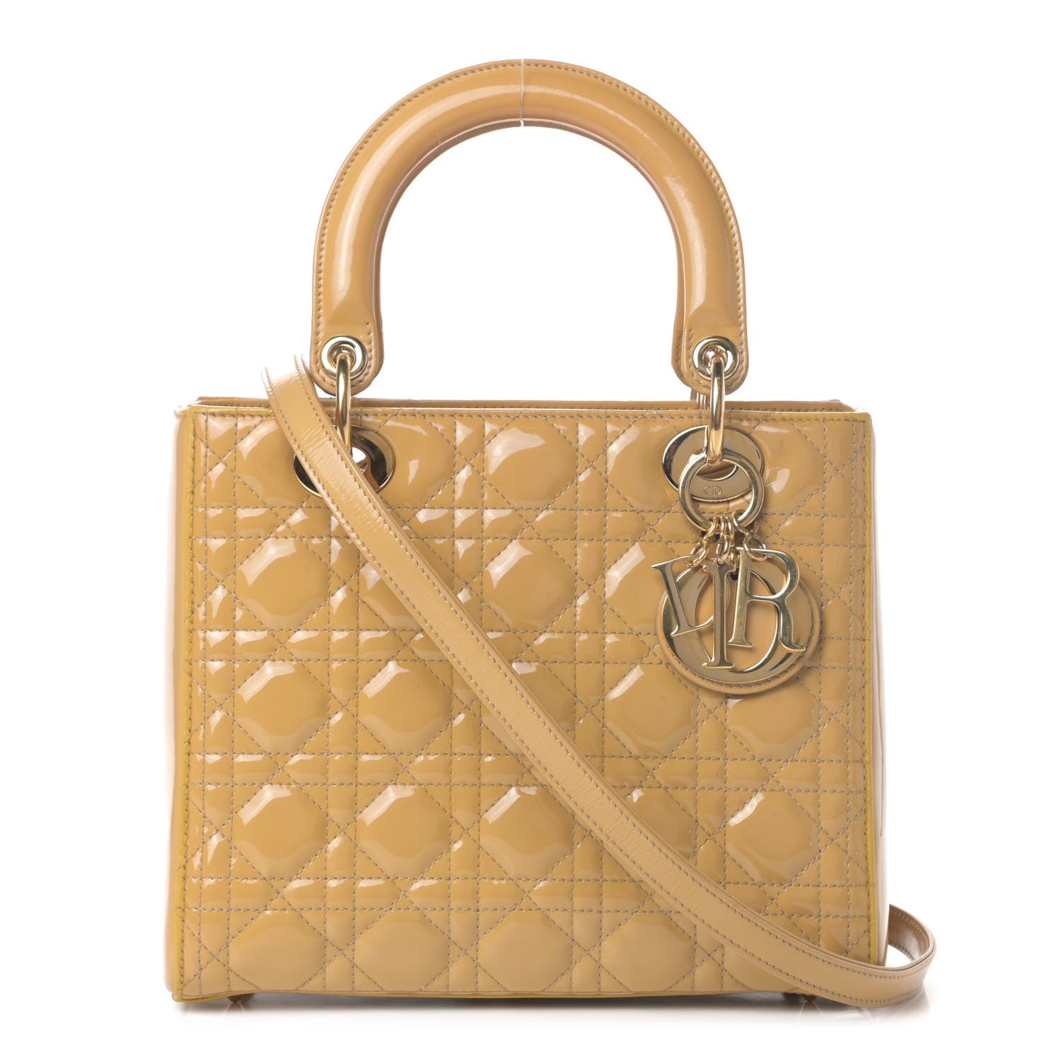Christian Dior Patent Cannage Medium Lady Dior Beige 1 of 9