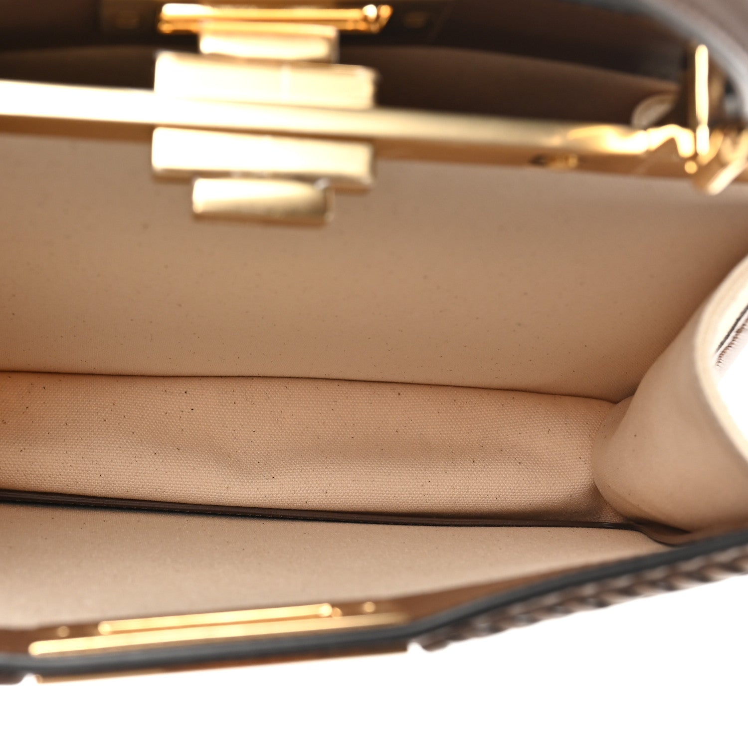 Fendi Canvas Pequin Calfskin Ceylon Medium Peekaboo I SEE U Satchel Grezzo Gianduia 6 of 10