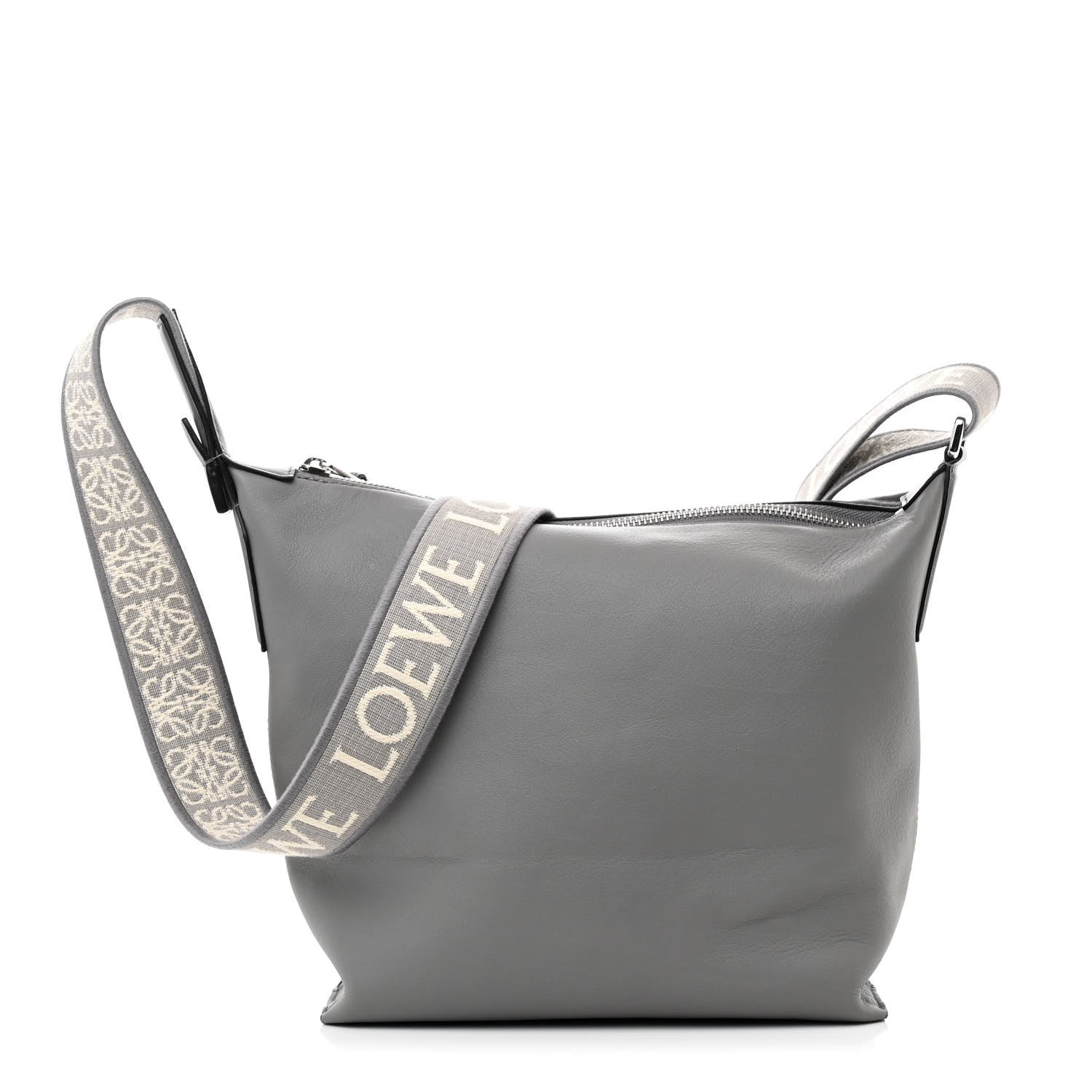 Loewe Supple Smooth Calfskin Jacquard Small Cubi Crossbody Bag Asphalt Grey 1 of 10