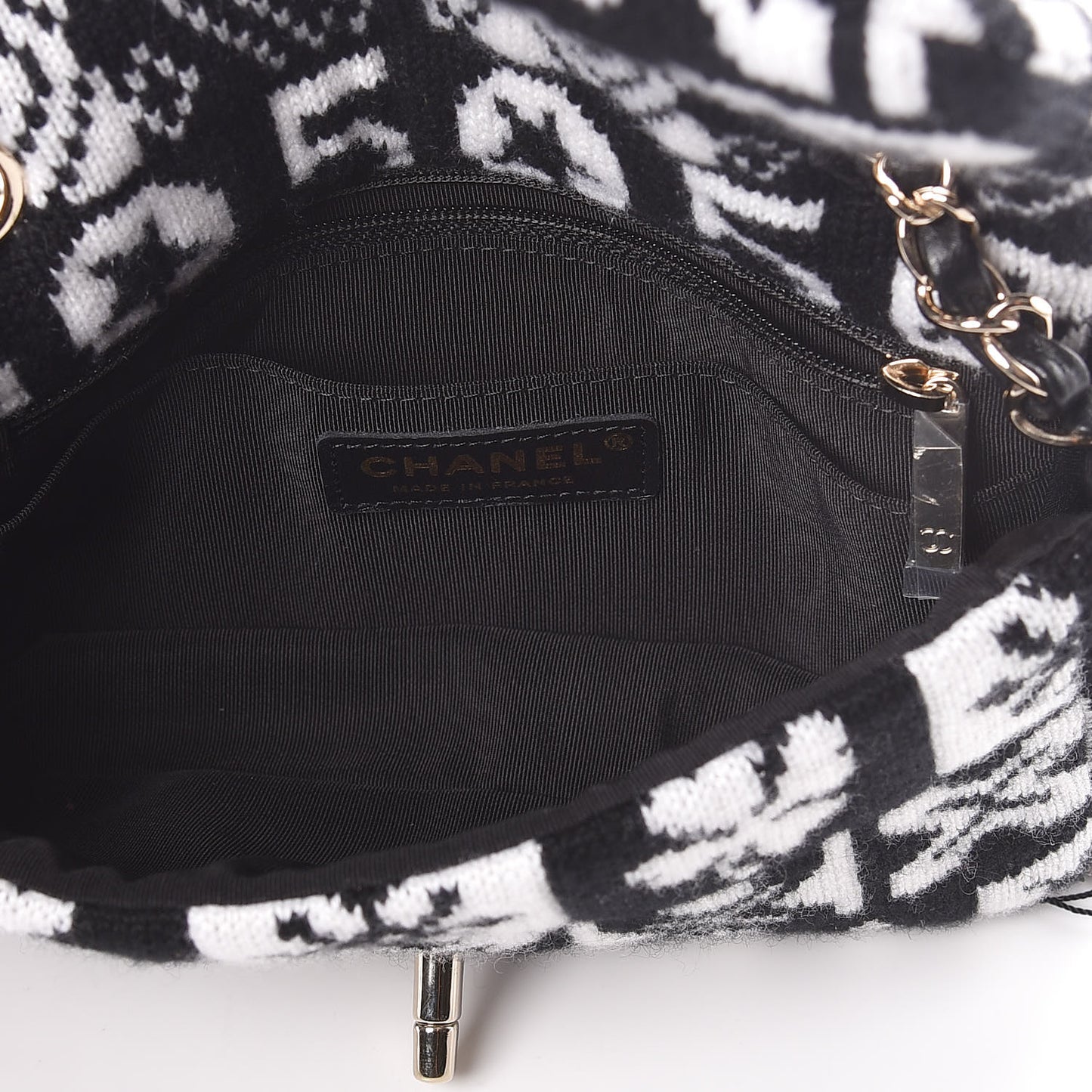 Cashmere Knit Coco Neige Flap Black White