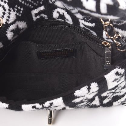 Chanel Cashmere Knit Coco Neige Flap Black White 5 of 10