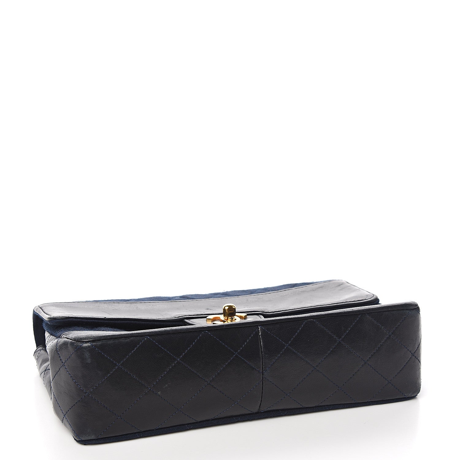 Chanel Lambskin Jersey Quilted Single Flap Dark Blue 3 of 10