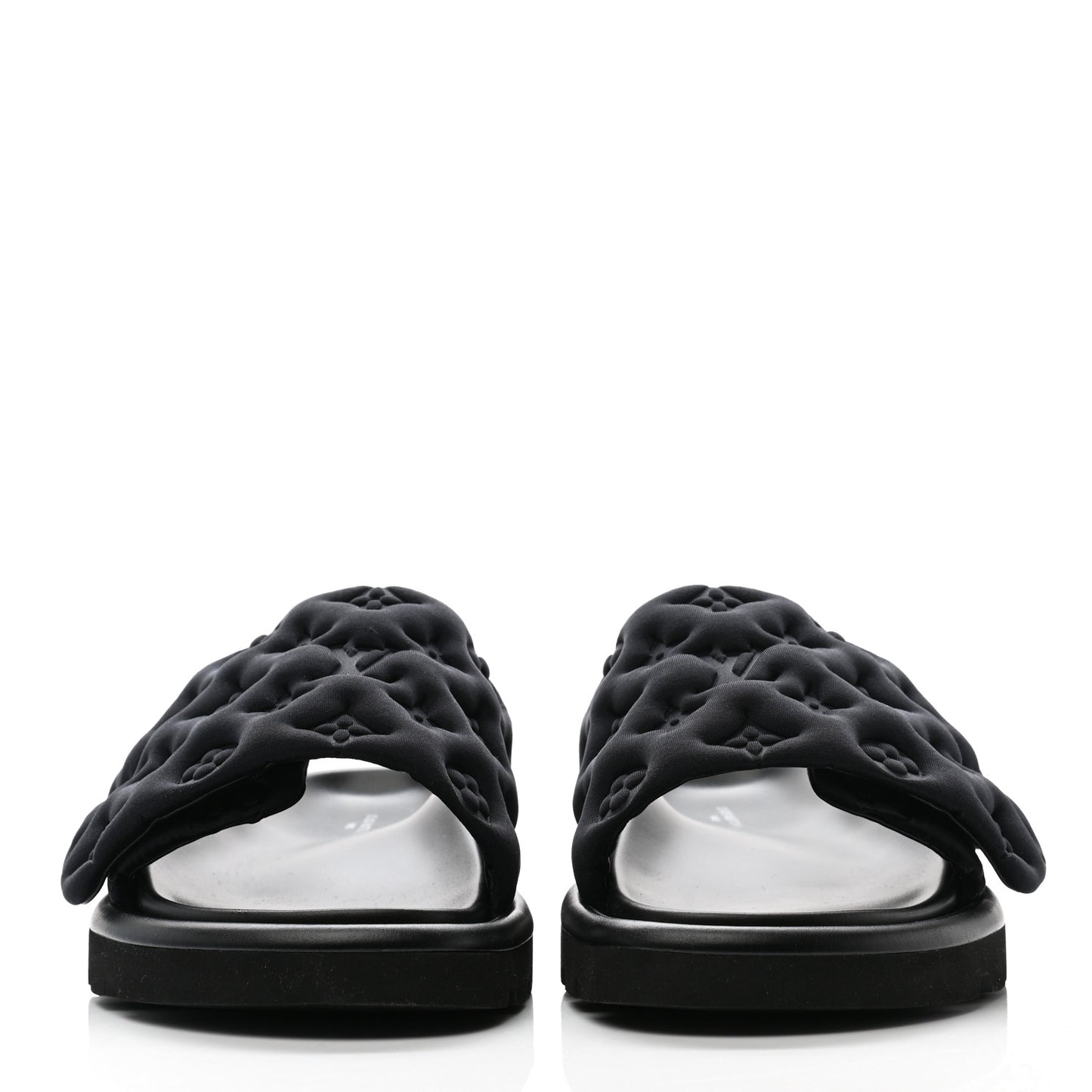 Technical Fabric Embossed Monogram Pool Pillow Comfort Mule 40 Black