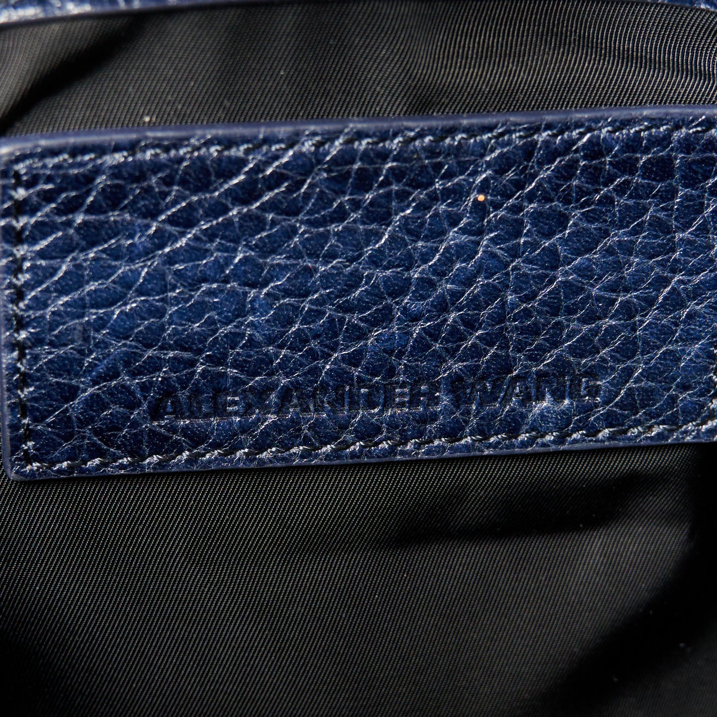 Pebbled Lambskin Rocco Nickel Hardware Dark Blue