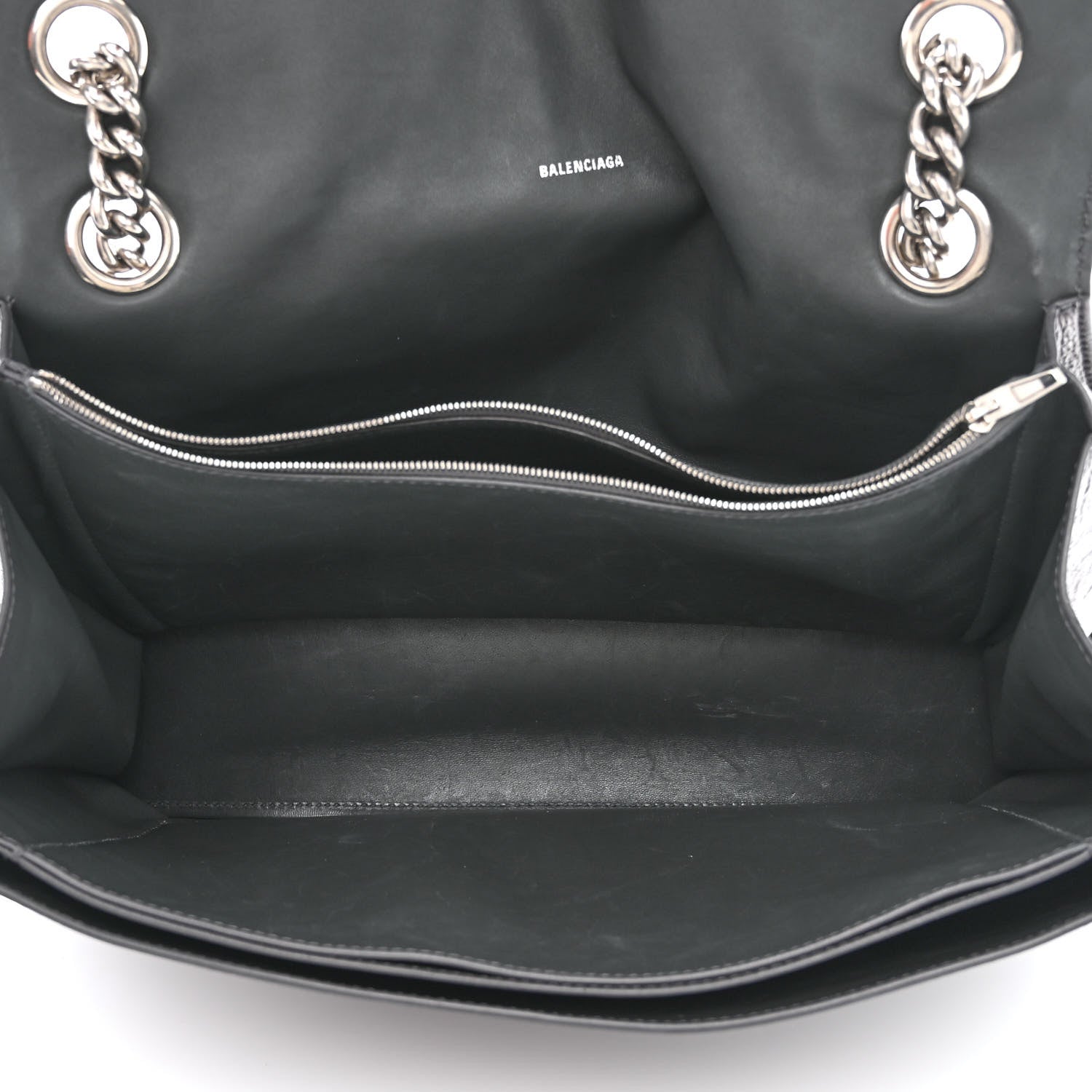 Balenciaga Metallic Crushed Calfskin Large Crush Chain Bag Steel Grey 5 of 14
