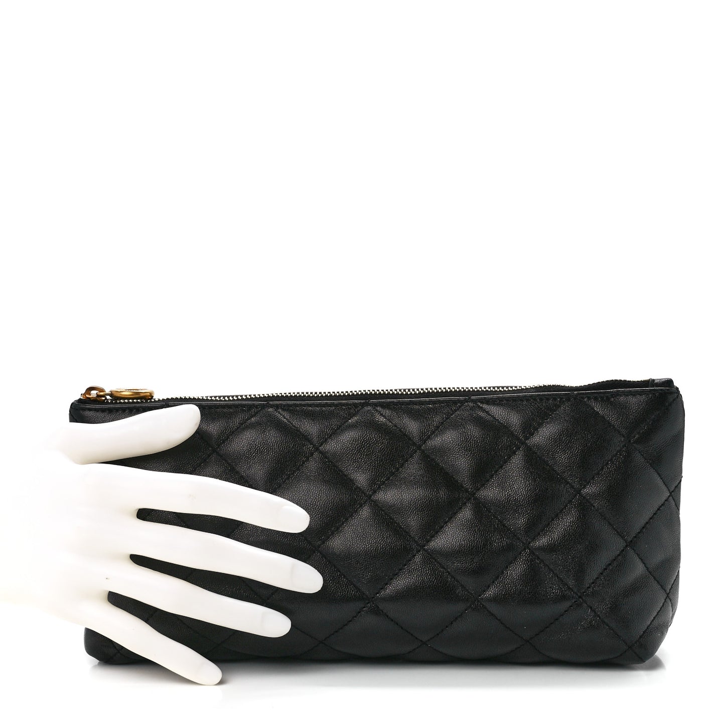Lambskin Quilted Icare Cosmetic Pouch Black