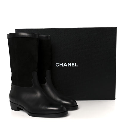 Chanel Suede Calfskin CC Short Boots 37.5 Black 10 of 10