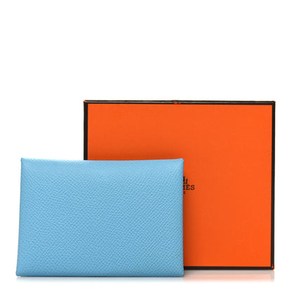 Hermes Epsom Calvi Duo Card Case Celeste 9 of 9