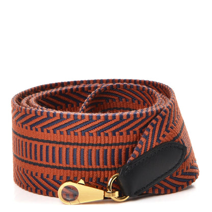 Hermes Toile Swift 50mm Sangle Cavale Shoulder Strap Bleu Indigo Terre Battue Black 1 of 7