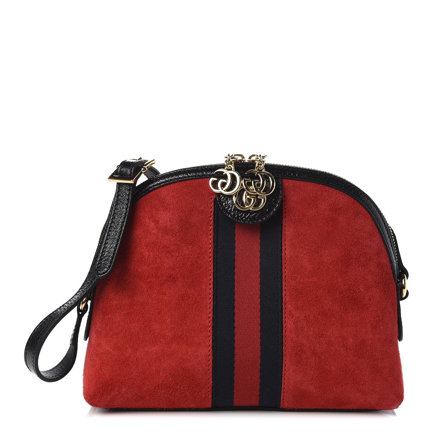 Gucci Suede Patent Web GG Small Ophidia Dome Shoulder Bag Hibiscus Red 1 of 8