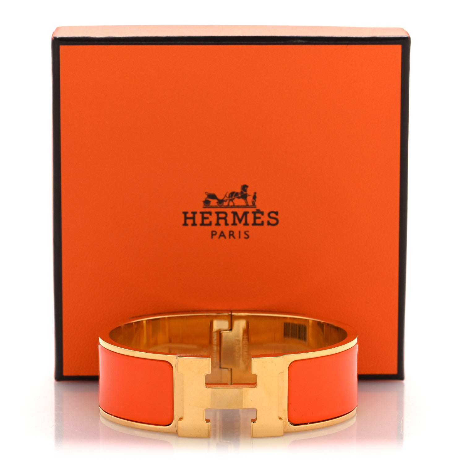 Hermes Enamel Wide Clic Clac H Bracelet GM Orange 8 of 8