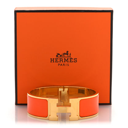 Hermes Enamel Wide Clic Clac H Bracelet GM Orange 8 of 8