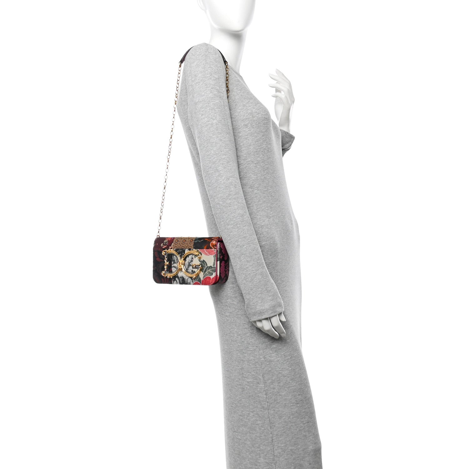 Dolce & Gabbana Patchwork Snakeskin Brocade DG Girls Chain Shoulder Bag Multicolor 2 of 9