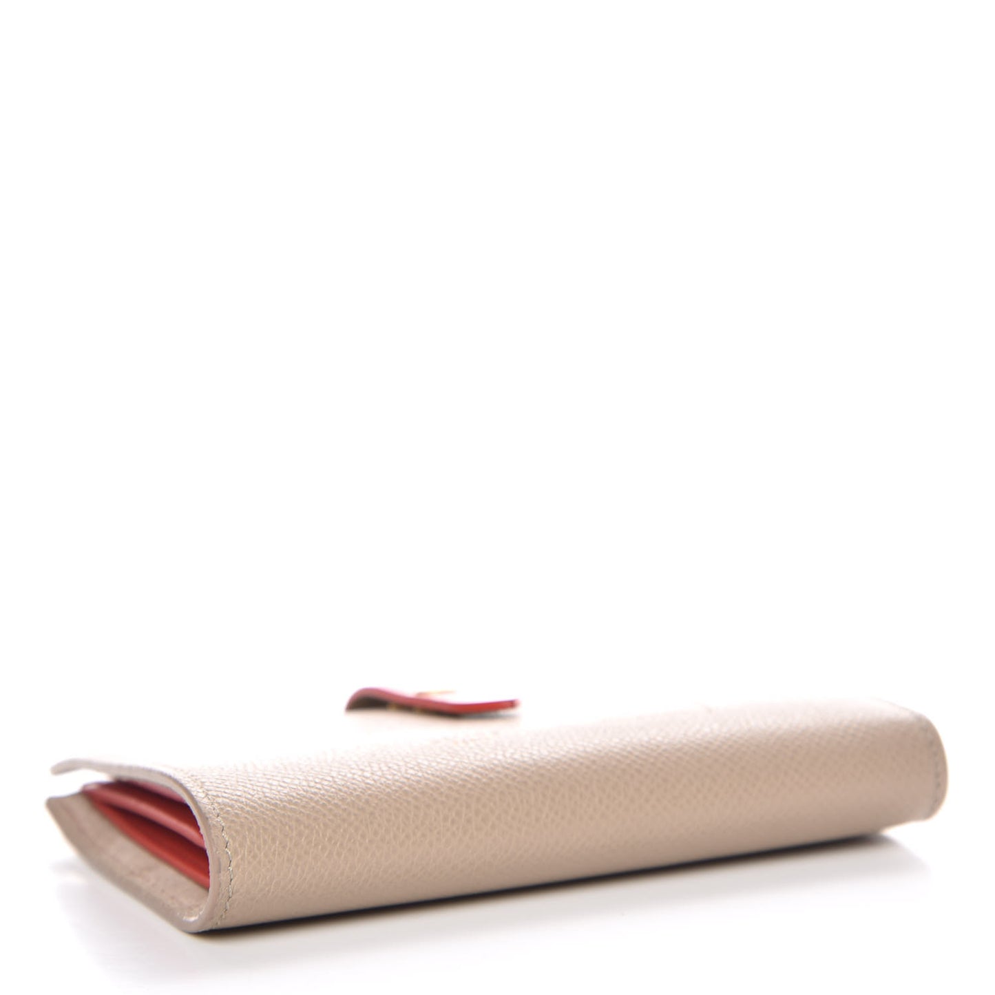 Grained Calfskin Medium Multifunction Strap Wallet Pop Red Chalk