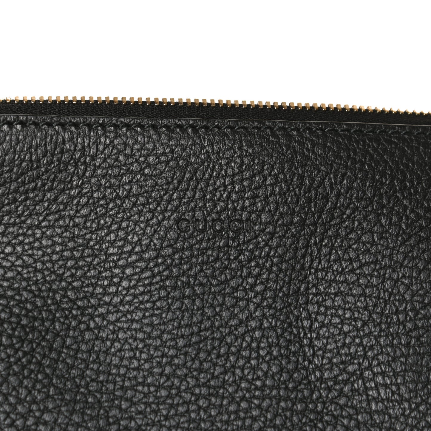Pebbled Calfskin Large Bamboo Clutch Black