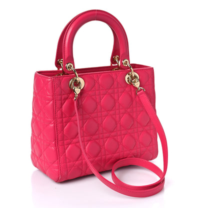 Christian Dior Lambskin Cannage Medium Lady Dior Fuchsia 3 of 10