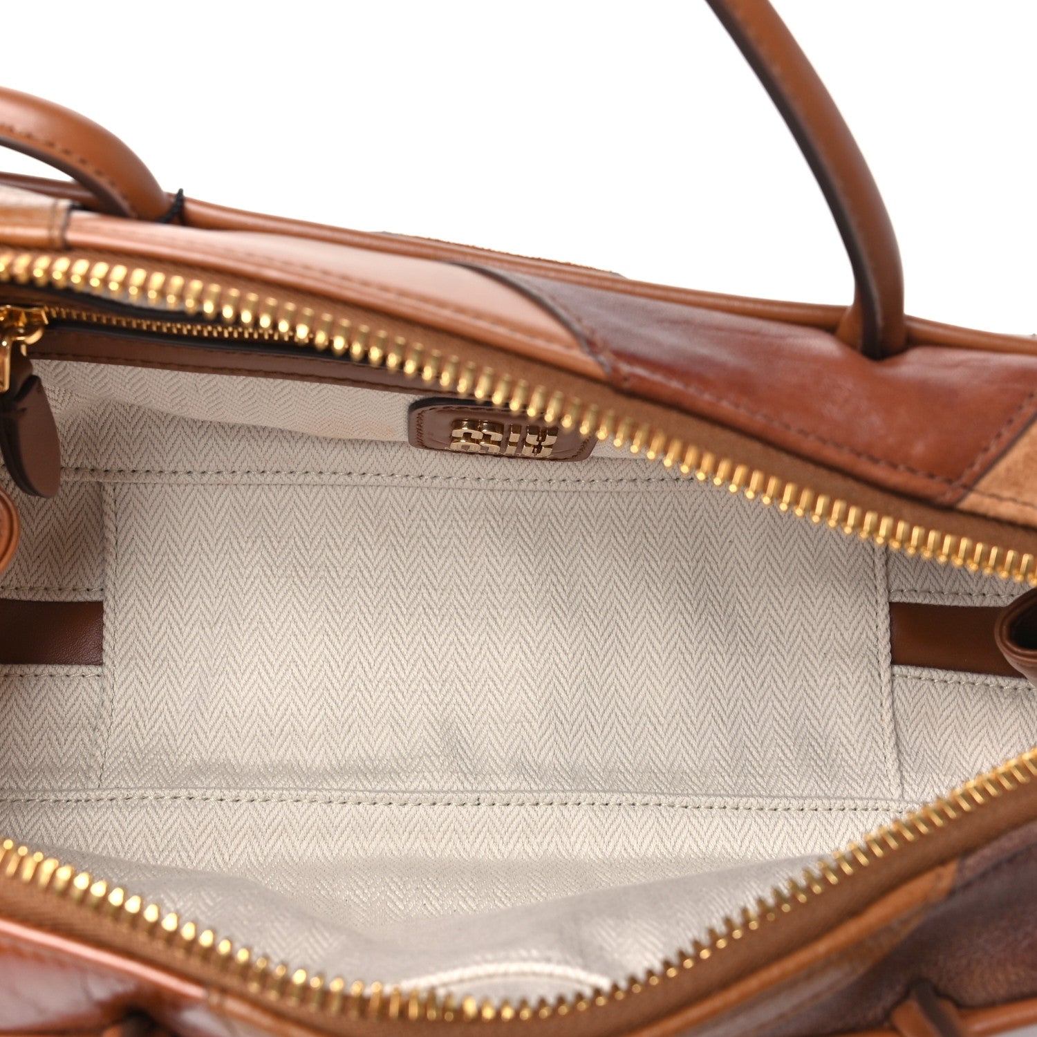 Miu Miu Nappa Patchwork Small Beau Top Handle Bag Cognac 5 of 9