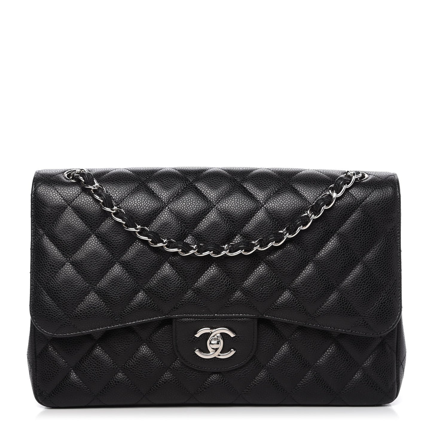 Caviar Quilted Jumbo Double Flap Black
