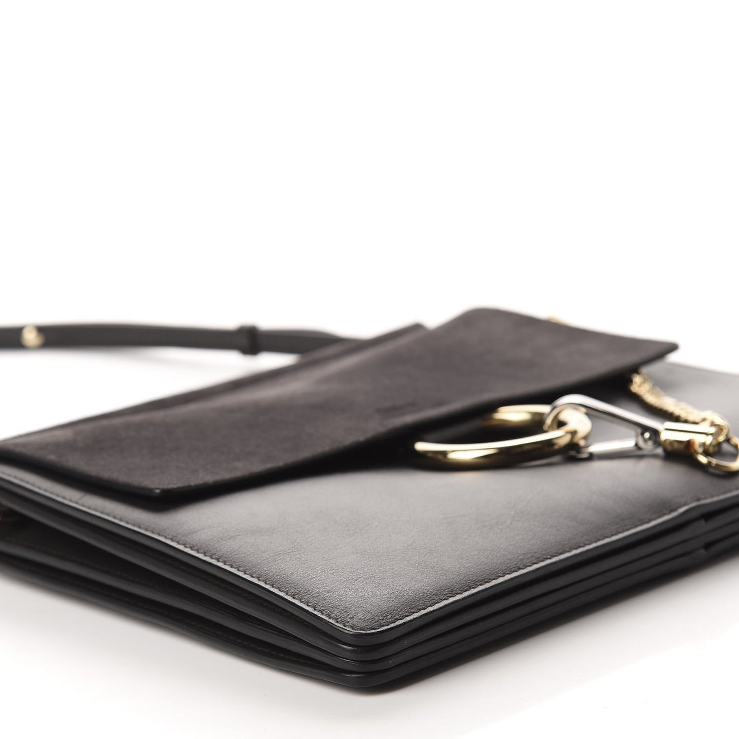 Suede Calfskin Medium Faye Shoulder Bag Carbon Grey