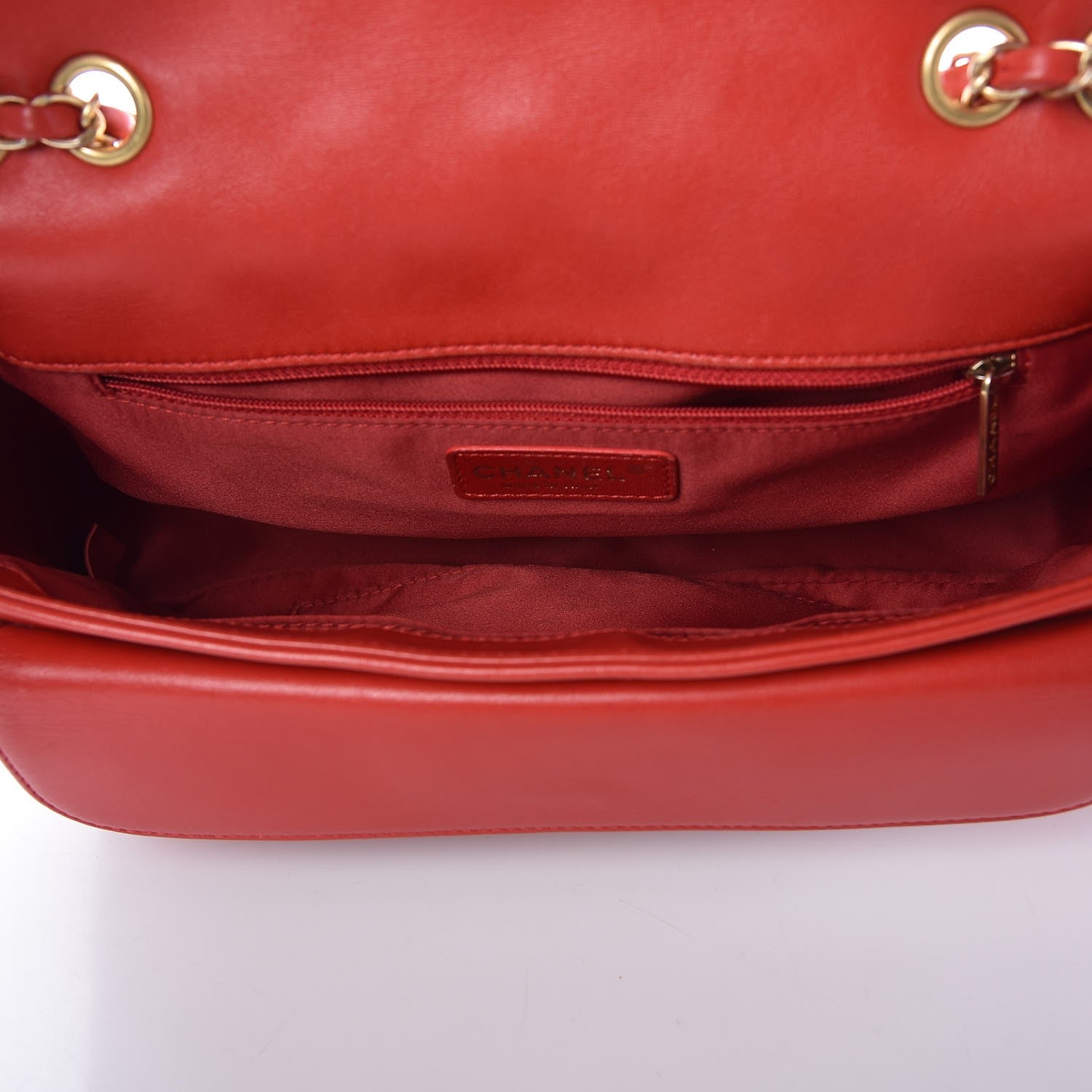Chanel Lambskin Quilted Large Now and Forever Flap Red 6 of 16