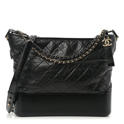 Chanel Aged Calfskin Quilted Large Gabrielle Hobo Black 1 of 11