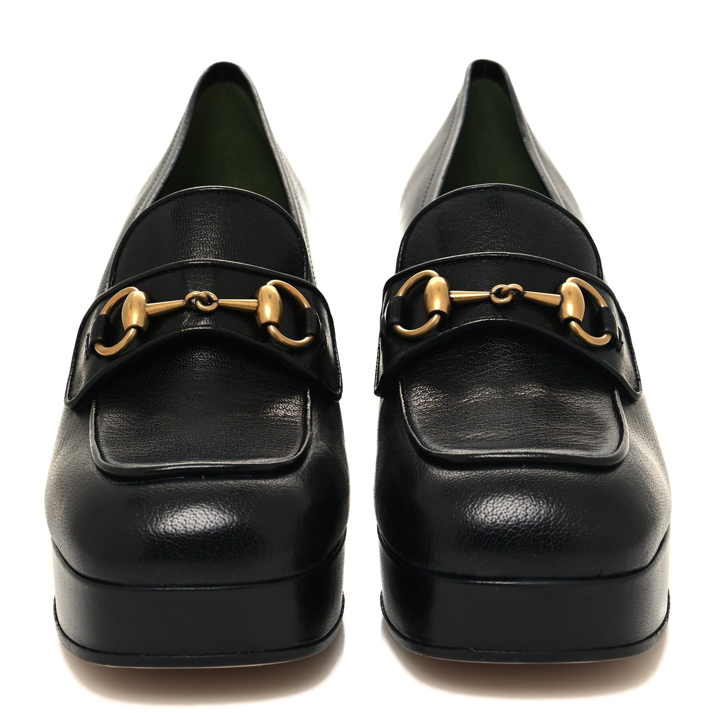 Goatskin Houdan Mid Heel Platform Loafers 41 Black