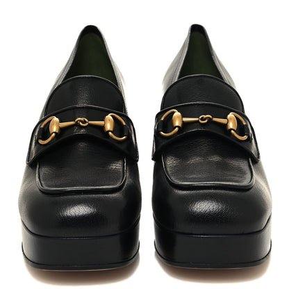 Gucci Goatskin Houdan Mid Heel Platform Loafers 41 Black 2 of 8