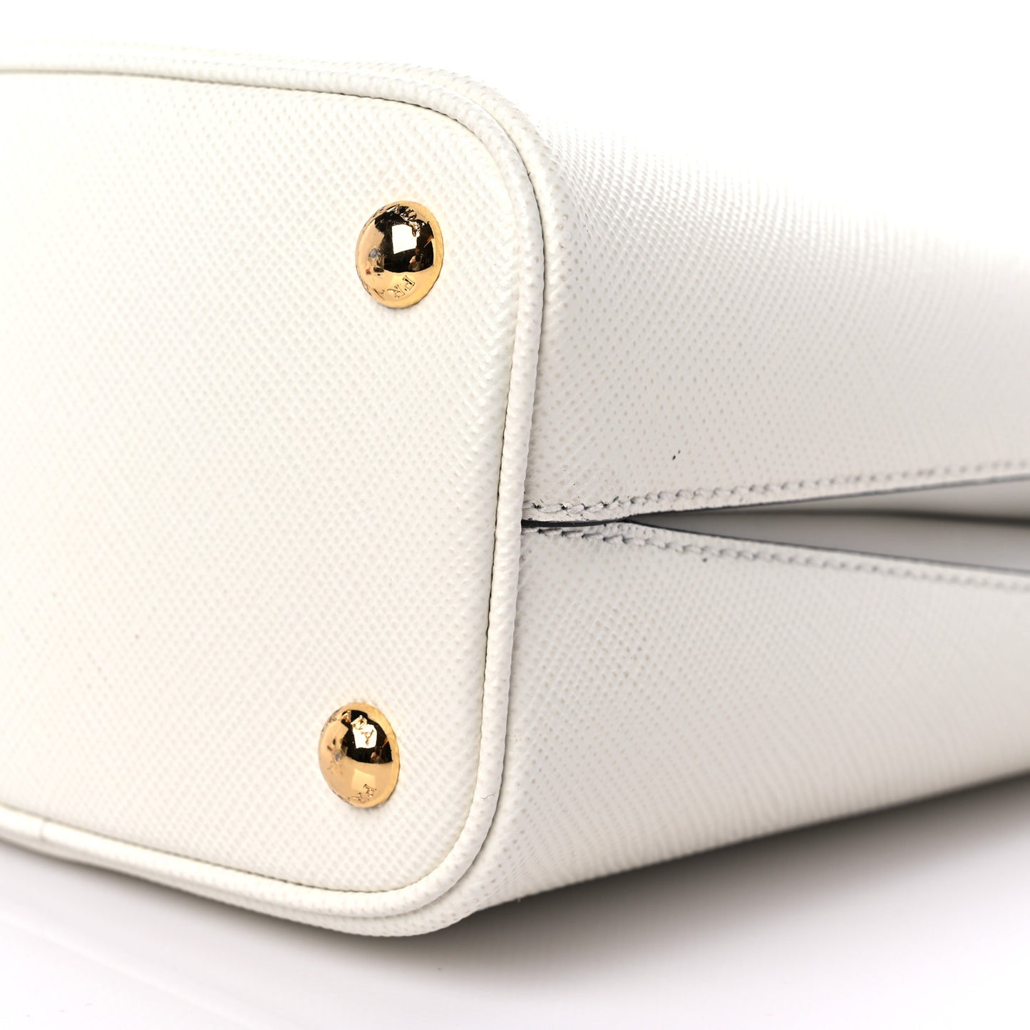Saffiano Cuir Calfskin Small Panier Bucket Bag White Black