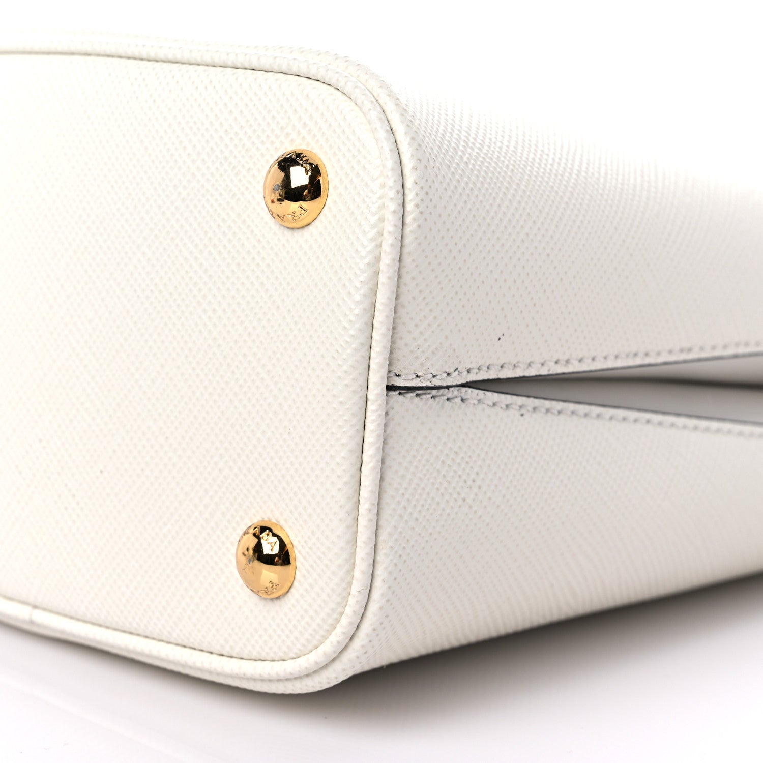 Prada Saffiano Cuir Calfskin Small Panier Bucket Bag White Black 8 of 11