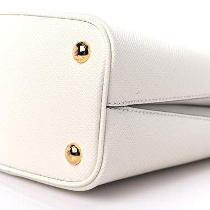 Prada Saffiano Cuir Calfskin Small Panier Bucket Bag White Black 8 of 11
