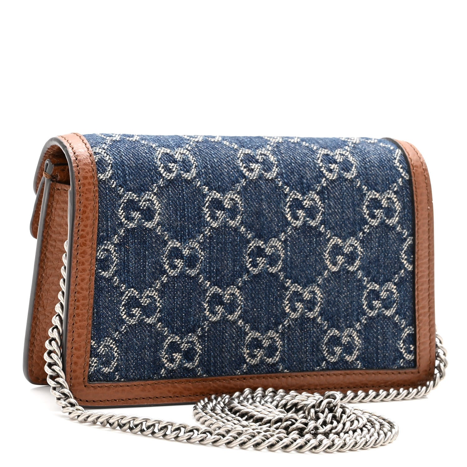 Gucci New Denim GG Monogram Dollar Calfskin Enamel Super Mini Dionysus Shoulder Bag Blue Tea Cuir Epilog Electric Blue 3 of 10