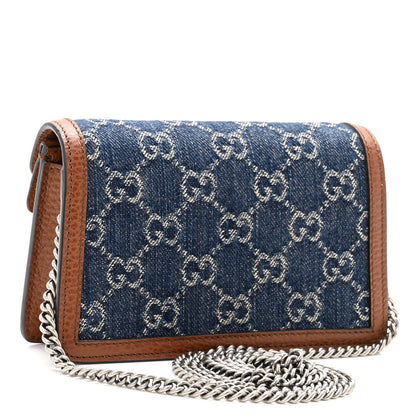 Gucci New Denim GG Monogram Dollar Calfskin Enamel Super Mini Dionysus Shoulder Bag Blue Tea Cuir Epilog Electric Blue 3 of 10