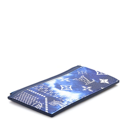 Louis Vuitton Cowhide Monogram Bandana Coin Card Holder Blue 4 of 7