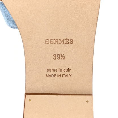 Hermes Denim Canvas Oran Sandals 39.5 Bleu Clair 8 of 9
