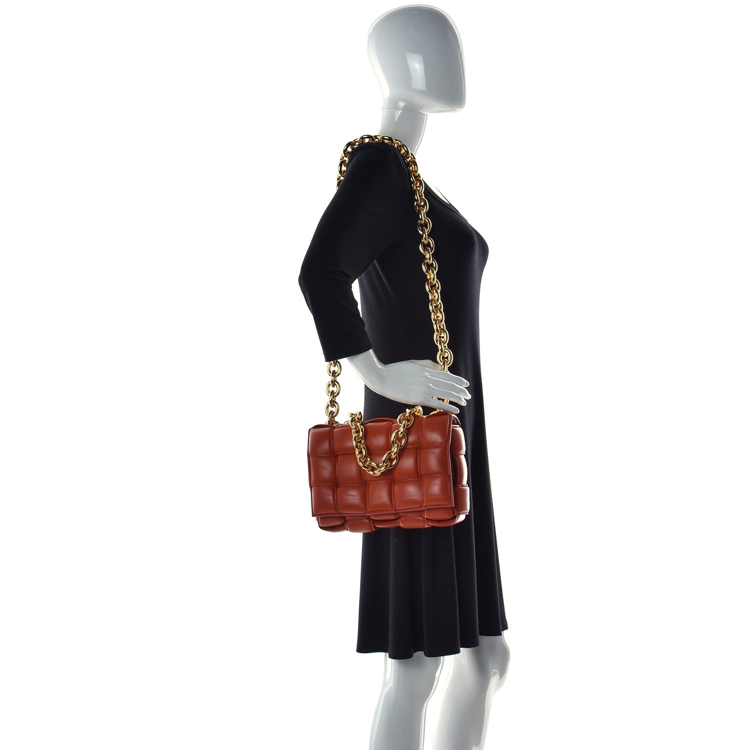 Bottega Veneta Lambskin Maxi Intreccio Padded Chain Cassette Crossbody Bag Maple 2 of 14