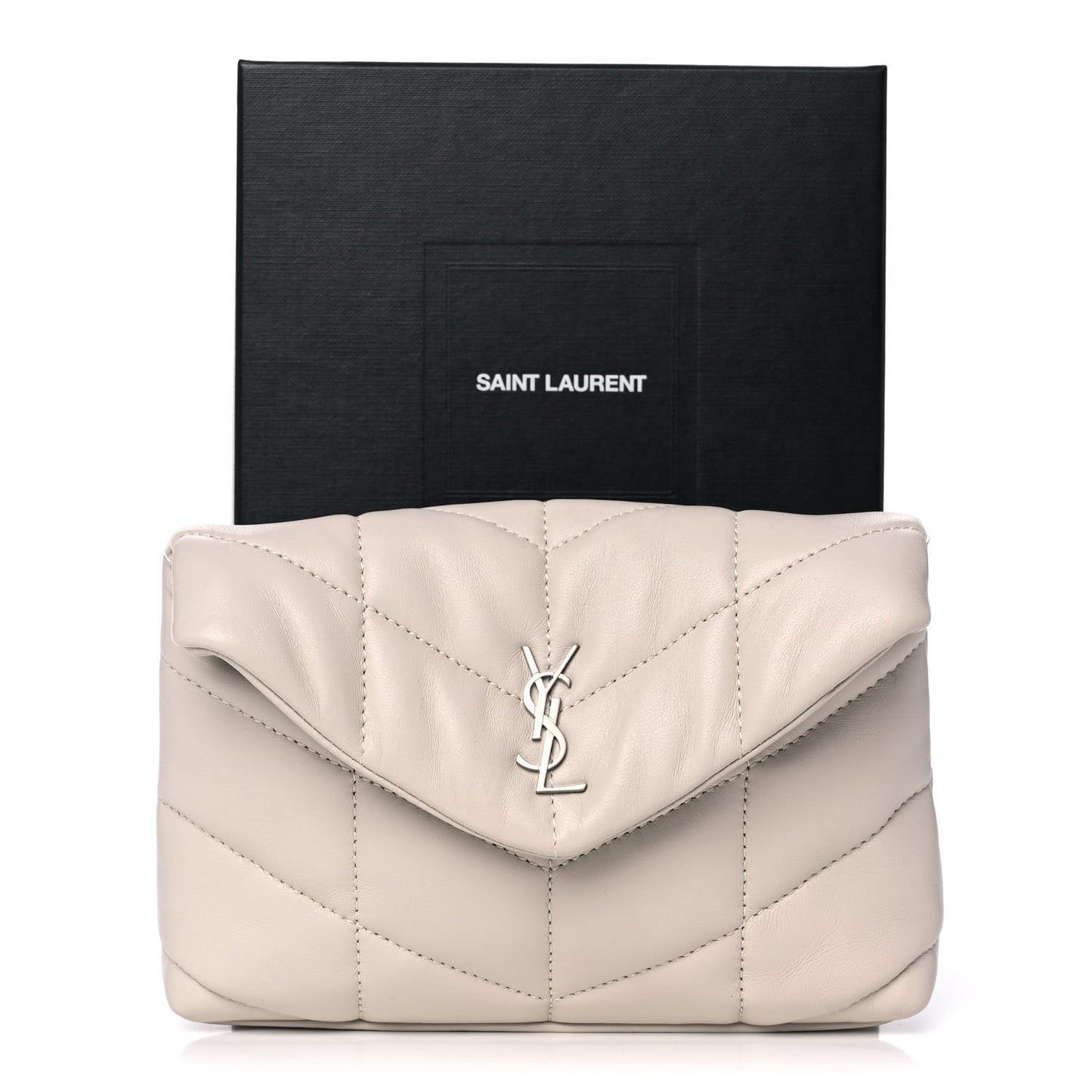 Lambskin Monogram Loulou Puffer Pouch Clutch Crema Soft