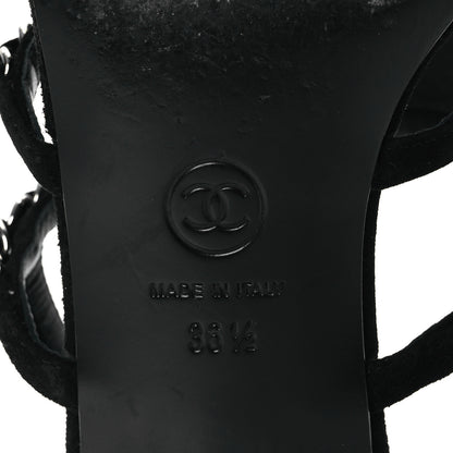 Chanel Suede Chain Flat Sandals 36.5 Black 7 of 11