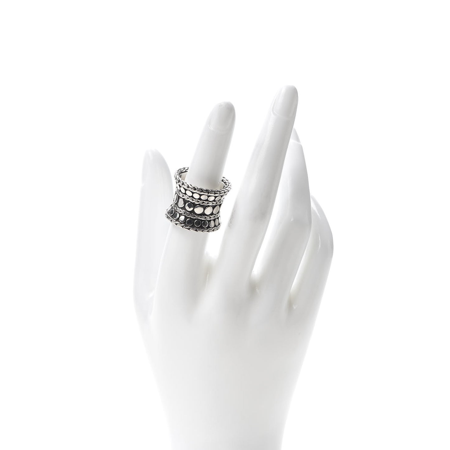 Sterling Silver Wide Dot Band Ring 52 6