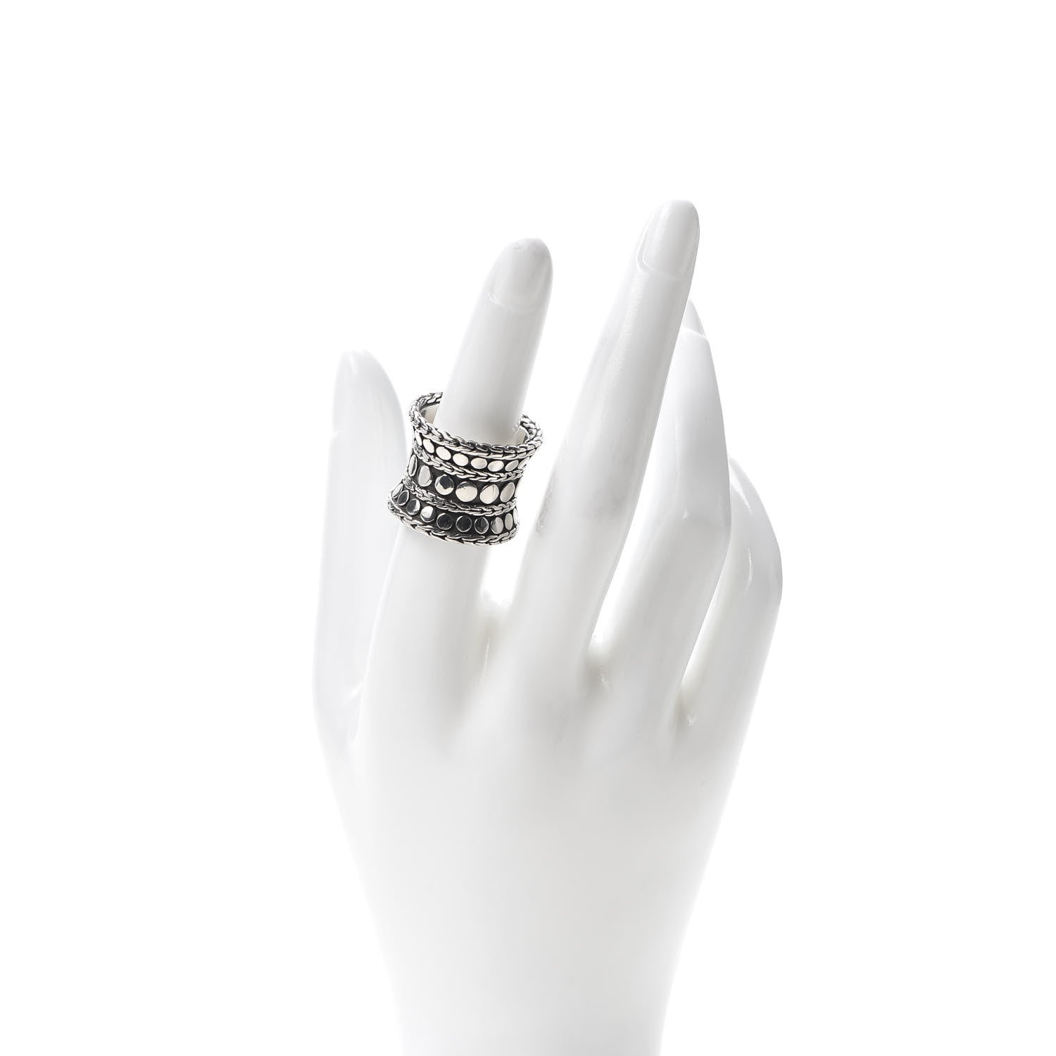 John Hardy Sterling Silver Wide Dot Band Ring 52 6 2 of 4