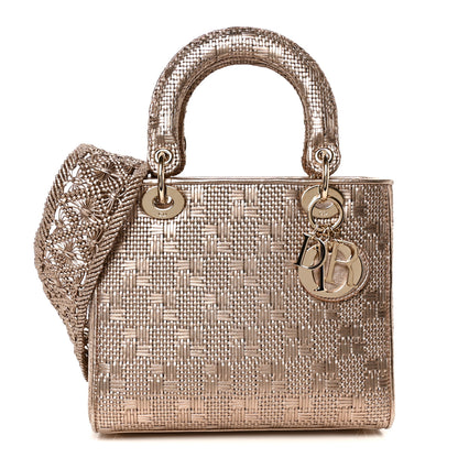Christian Dior Metallic Calfskin Braided Medium Lady Dior Gold 1 of 10