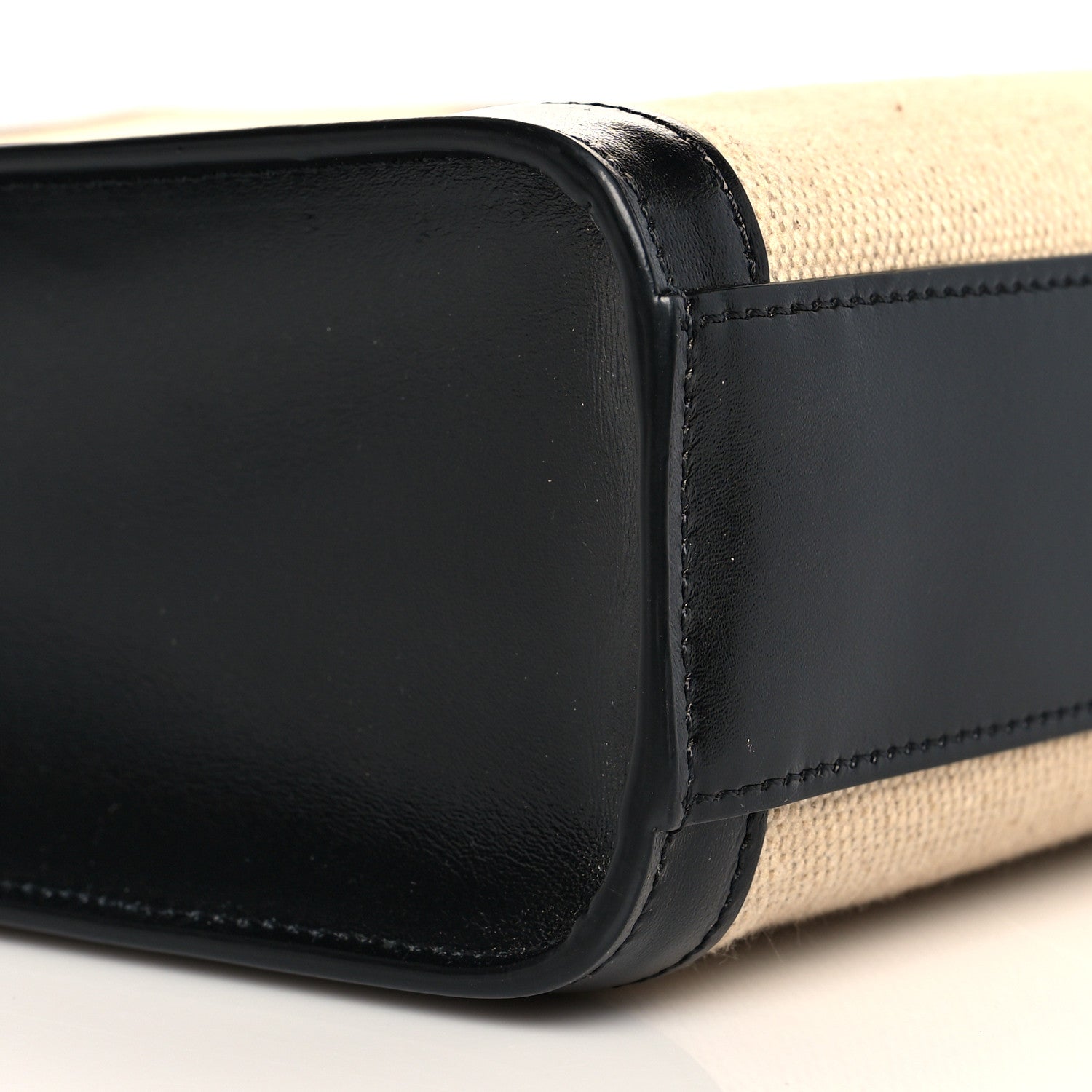 Celine Canvas Calfskin Small Vertical Cabas Vanilla Black 10 of 11