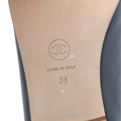Chanel Patent Calfskin CC Cap Toe Ballerina Flats 39 Dark Grey 6 of 8